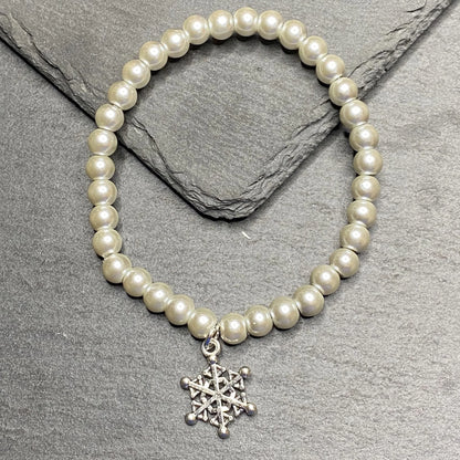 Glass Pearl Stretch Christmas Bracelets Stocking Filler Christmas Eve Box