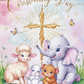 On Your Christening Day - Pink Cute Animal Card