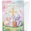 On Your Christening Day - Pink Cute Animal Card