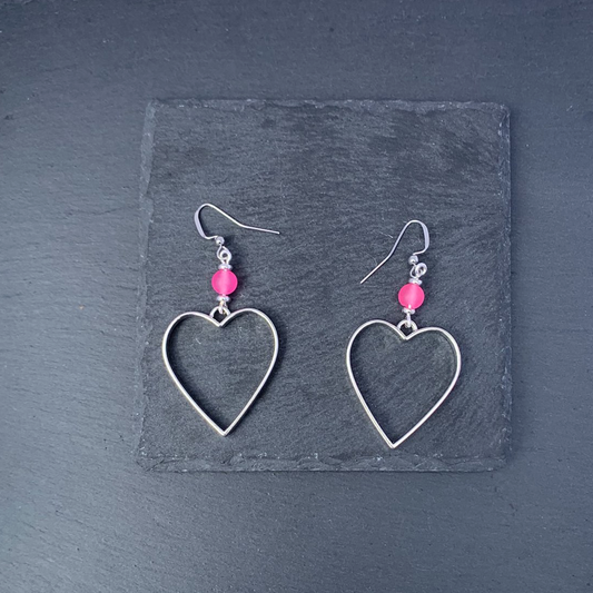 Candy Pink Big Heart Earrings