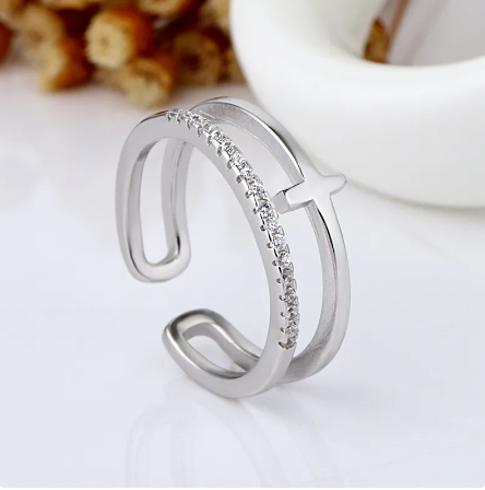 Crystal Cross Ring