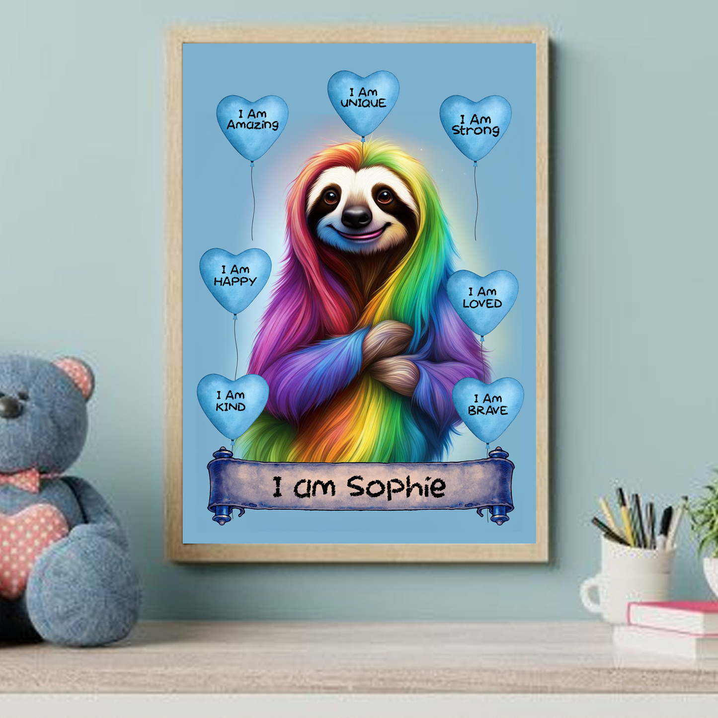 Positive Affirmation Personalised I Am Amazing Print- Sloth