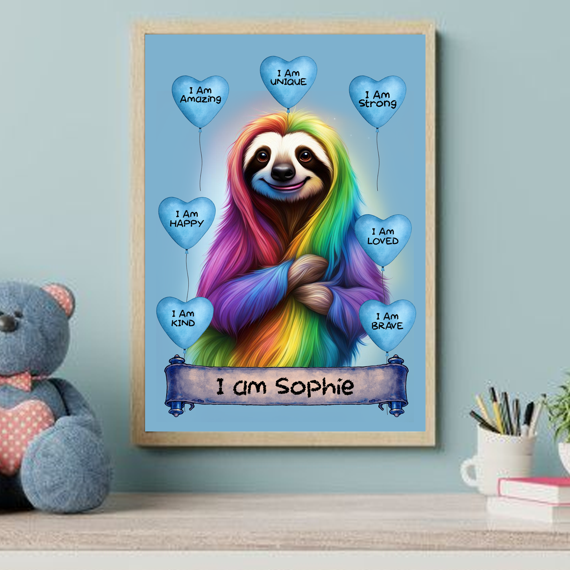 Positive Affirmation Personalised I Am Amazing Prints- Sloth