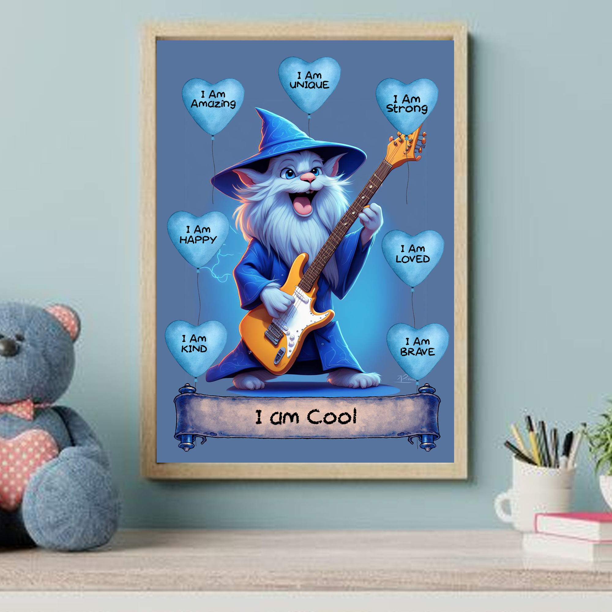 Positive Affirmation Personalised I Am Amazing Prints - Cool Cat