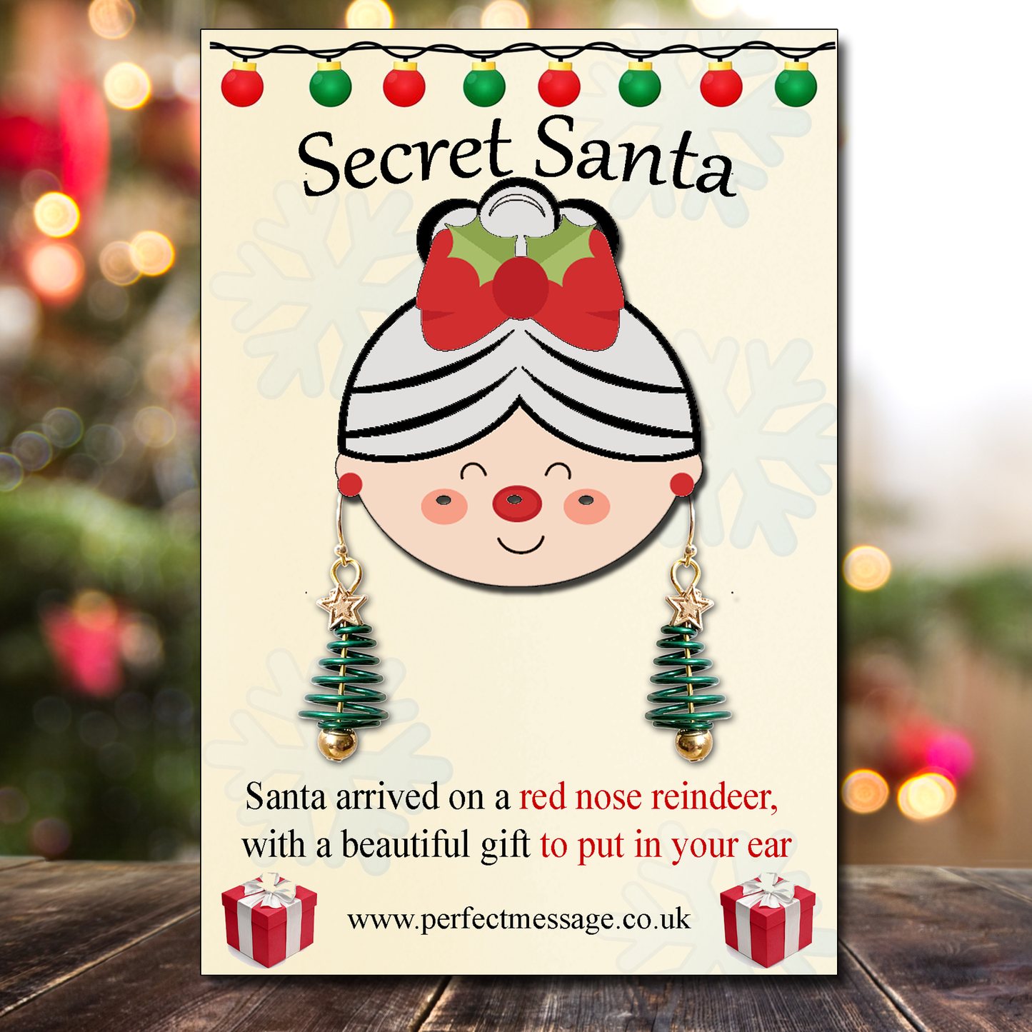 Secret Santa Christmas Tree Earrings, Secret Santa Gift