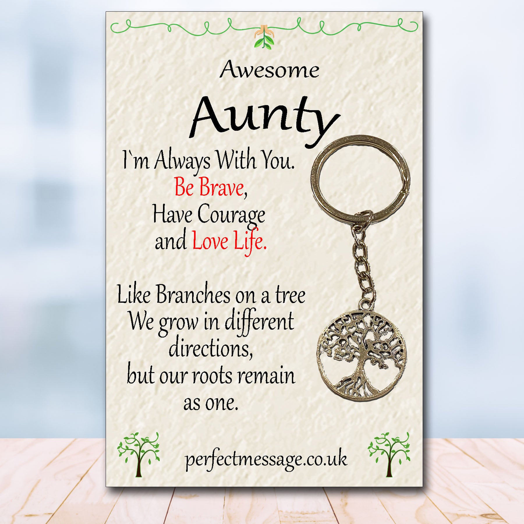 Aunty Tree Of Life Keyring, Aunty Inspirational Gift