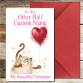 Cat With Other Half Valentines Day Card Personalised