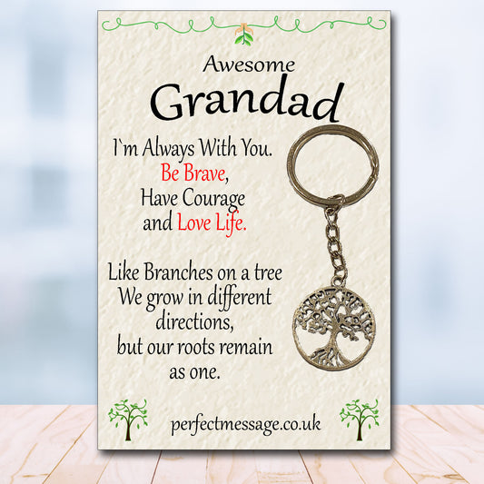 Grandad Tree Of Life Keyring Inspirational Gift