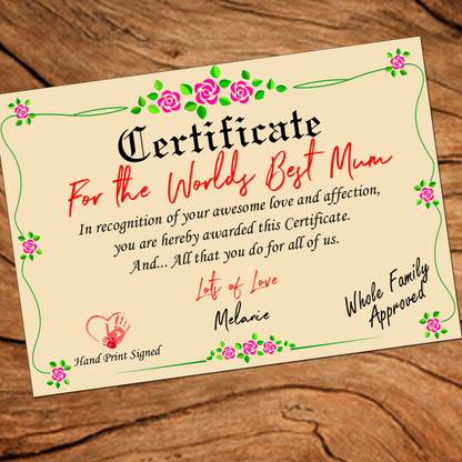 World`s Best Mum Certificate