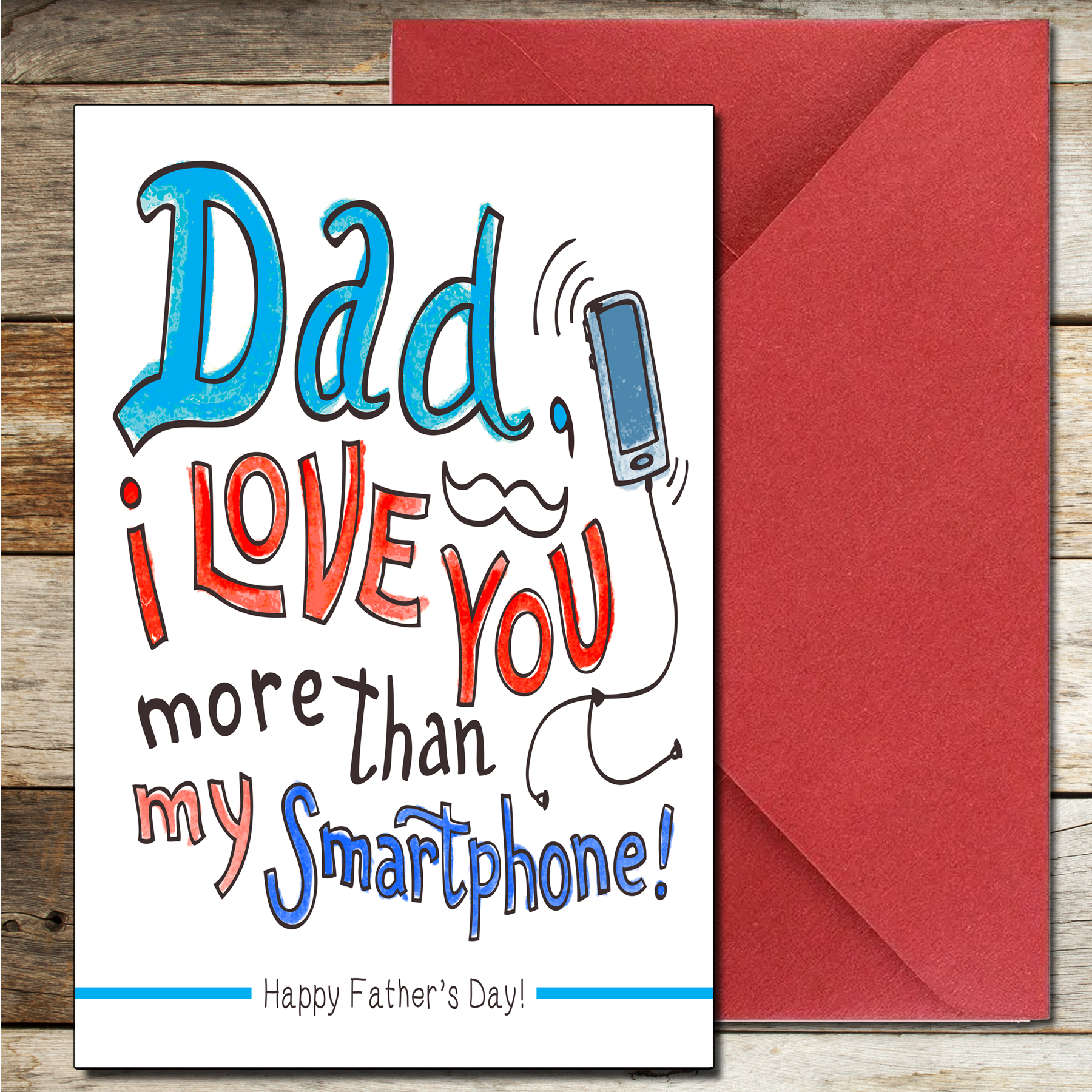 Dad Contacts Dad Funny Fathers Day Card Love You Smartphone – Perfect Message