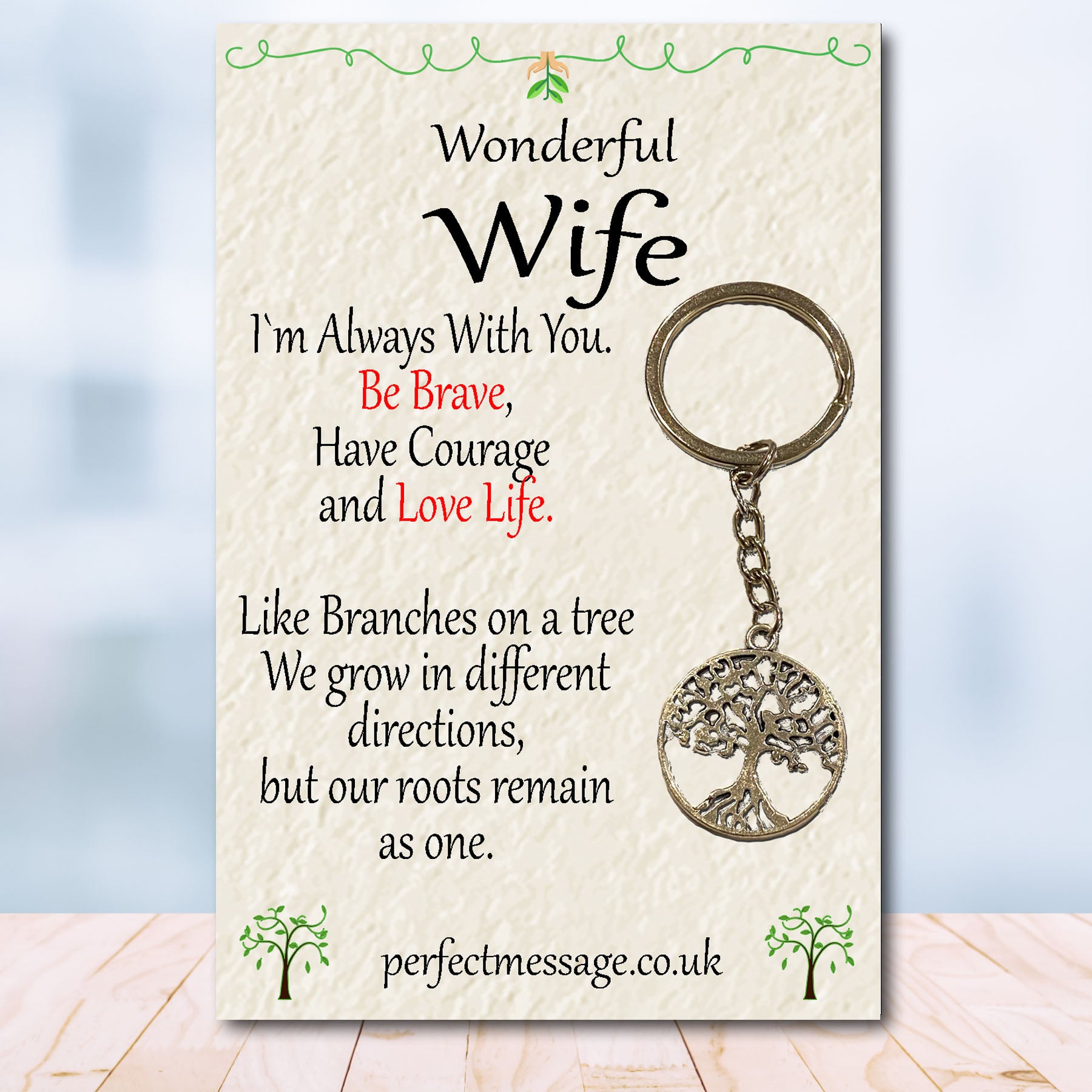 Tree Of Life Message Wife Tree Of Life keyring, Wife Inspirational Gift – Perfect Message